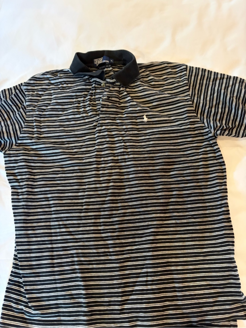 Vintage Polo Men's Short Sleeve Stripe Polo Shirt - Black & White